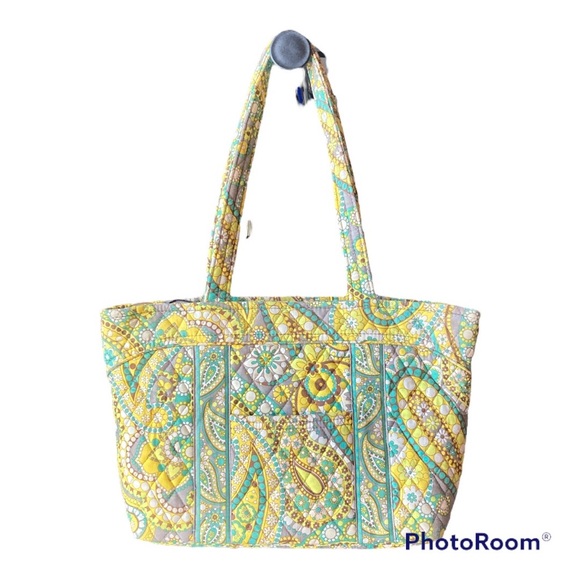 Vera Bradley Handbags - Vera Bradley quilted shoulder bag yellow green turquoise gray paisley floral